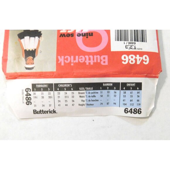 Butterick 6486 Flare Dress Toddler Size 1 2 3 Sewing Pattern Uncut Vintage 2001 - Picture 4 of 4